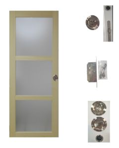 Porte Coulissante bois Ayous Vitrée H204 x L73 + serrure à condamnation