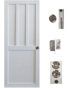 Porte Coulissante Atelier 2 Panneaux Blanc H204 x L73 + serrure à condamnation