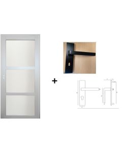 Bloc Porte Greyria Gris Clair RAL7035 Vitree H204 x L83 Poussant Droite Cotes Tableau +Poignee