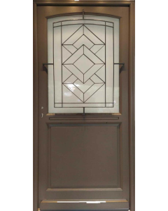 Porte d'entrée Bois vitrée, Elodie Gris RAL 7039, H,215xl,90 p, droit Cotes Tableau