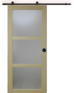 Porte Coulissante bois Ayous Vitrée H204 x L93 + Rail à roulettes et 2 Coquilles Noir