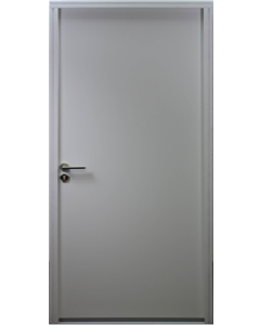 Porte d'entrée acier pleine, STO Blanc, H,215xl,80 p, droite Cotes Tableau