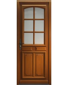 Porte d'entree Bois vitree, Marine, H,215xl,80 p, droit + Poignée Et Barillet (ref 010403RFP)Cotes Tableau