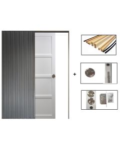 Porte Coulissante Tamera blanc 4 panneaux H204 x L63 + SYSTEME de galandage et kit finition inclus