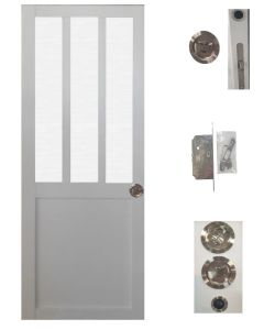 Porte Coulissante Atelier Blanc vitre depoli H204 x L83 + serrure à condamnation