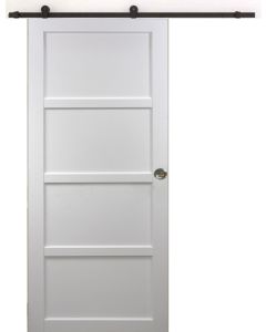 Porte Coulissante Tamera blanc 4 panneaux H204 x L63 + Rail à roulettes et 2 Coquilles