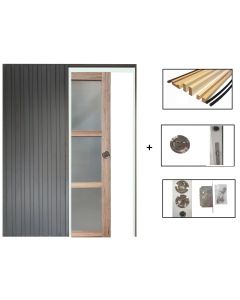 Porte Coulissante Frake Vitree H204 x L83 + Systeme de galandage et kit de finition inclus