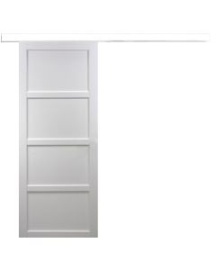 Porte Coulissante Tamera blanc 4 panneaux H204 x L93 + Rail Alu bandeau Blanc