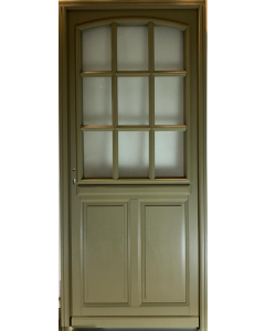 Porte d'entree Bois vitree, Andore Vert RAL 7002, H,215xl,80  p, droit Cotes Tableau