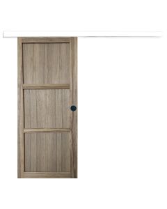 Porte Coulissante Frake 3 Panneaux H204 x L83 + rail alu bandeau blanc et 2 coquilles Noir