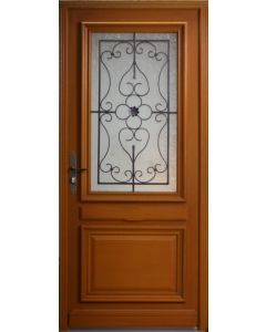 Porte d'entrée Bois vitrée, Muscade, H,215xl,90 p, droit Côtes Tableau