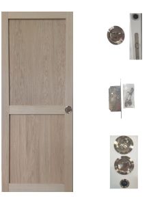 Porte Coulissante Atelier 2 Panneaux chene H204 x L73 + serrure à condamnation