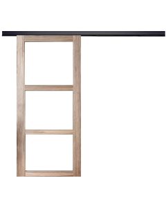 Porte Coulissante Frake Vitrage transparent H204 x L73 + rail bandeau noir