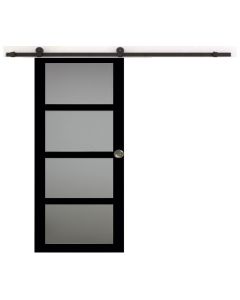 Porte Coulissante Telia Noir Vitrée H204 x L83 + Rail à roulettes
