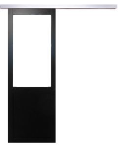 Porte Coulissant Atelier Noir Vitree H204 x L93 sans meneau + Rail Alu