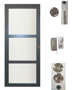Porte Coulissante Blakeria RAL7016 Vitrée H204 x L83 + serrure à condamnation