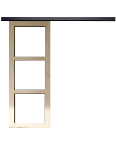 Porte Coulissante bois Ayous Vitrage transparent H204 x L73 + Rail alu bandeau noir