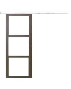 Porte Coulissante Marron Ral7006 Vitrage transparent H204 x L73 + rail bandeau blanc