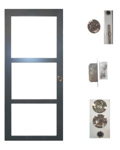 Porte Coulissante Blakeria RAL 7016 Vitrage transparent H204 x L73 + serrure à condamnation