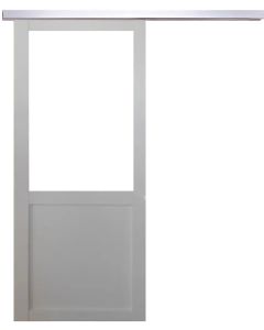 Porte Coulissante Atelier Blanc H204 x L93 sans meneau + Rail Alu