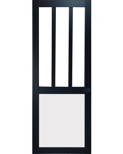 Porte Coulissante Atelier noir et panneau blanc Vitrée H204 x L73 et 2 Coquilles Noir