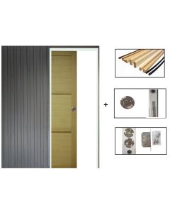Porte Coulissante bois Ayous 3 Panneaux H204 x L93 + Système à Galandage et kit finition inclus