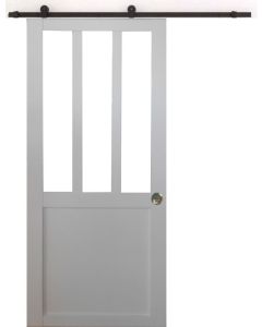 Porte Coulissante Atelier blanc H204 x L93 + Rail à roulettes et 2 Coquilles