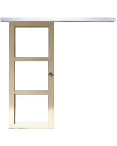 Porte Coulissante bois Ayous Vitrage transparent H204 x L73 + Rail Alu et 2 Coquilles