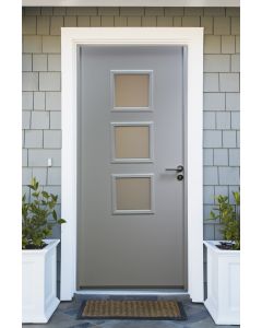Porte d'entrée acier vitrée, uno Blanc, H,215xl,90 p, gauche Cotes Tableau