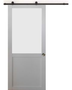 Porte Coulissante Athena blanc H204 x L73 + Rail a roulettes et 2 Coquilles