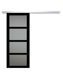 Porte Coulissante Telia Noir Vitrée H204 x L73 + Rail Alu