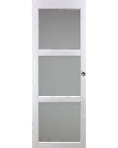 Porte Coulissante Kenya blanc Vitrée H204 x L93 et 2 Coquilles