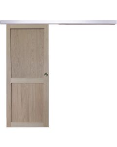Porte Coulissante Atelier 2 Panneaux chene H204 x L73 + Rail Alu et 2 Coquilles